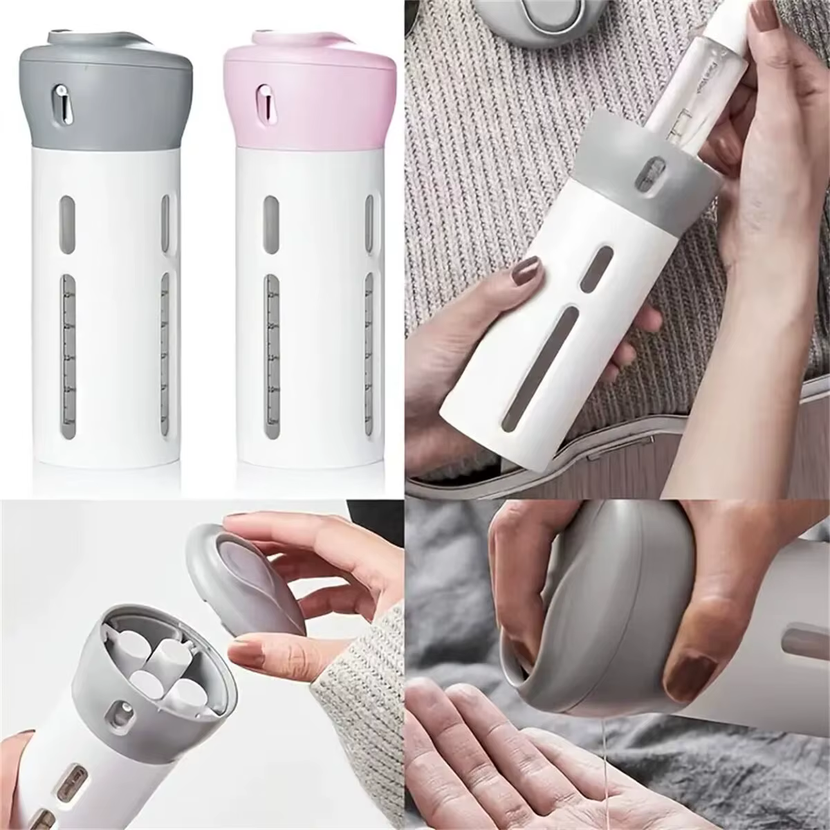 Bouteille distributrice de liquide de voyage Portable 4 en 1