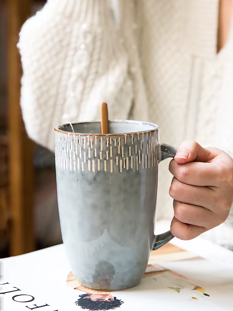 Tasse en céramique rétro européenne de 600ml