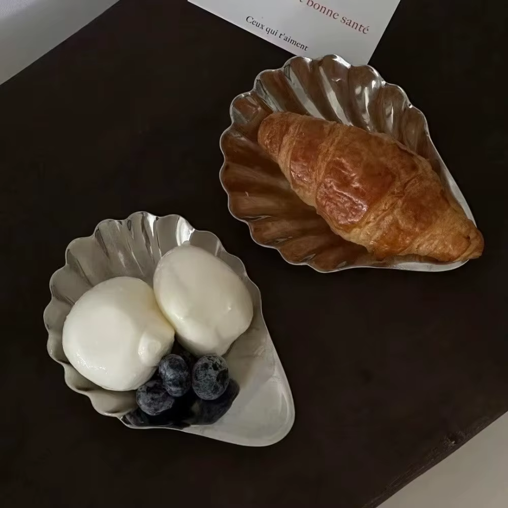 Plat à dessert en forme de coquille en acier inoxydable 304