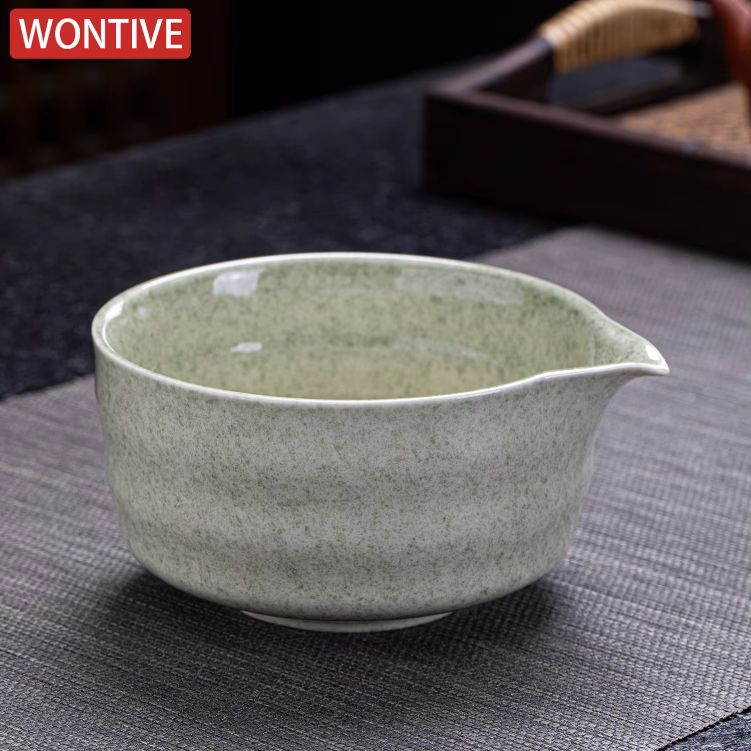 Bol Matcha en céramique gris vert