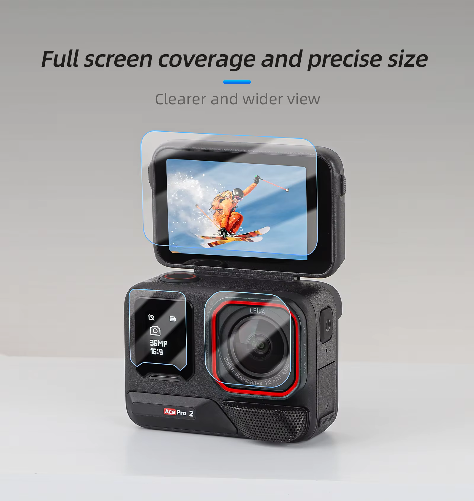 Verre trempé 3-en-1 pour Insta360 Ace Pro 2/1, protecteur d'écran et d'objectif d'appareil photo, film en verre anti-rayures, ensemble d'accessoires Insta 360