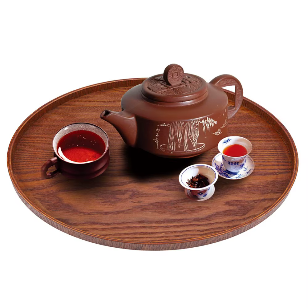 Plateau de service en bois massif pour café
