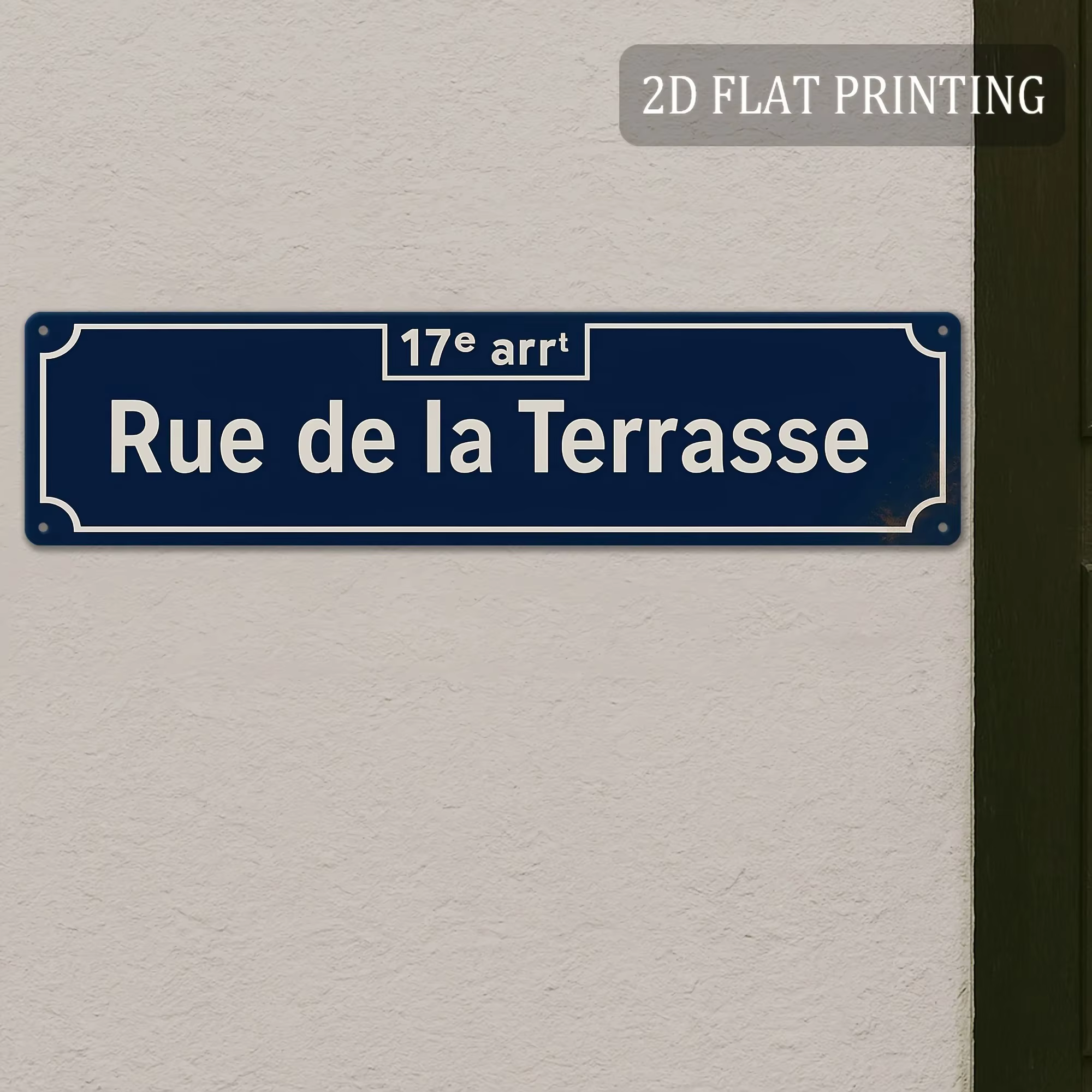 Plaque Métallique 2D Plate « Rue De La Terrasse » Style Français