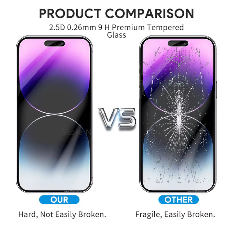 Lot de 4 protections d'écran en verre trempé pour iPhone 15, 16 Pro Max, 17, 17e, iPhone 16E, 14 Pro, iPhone 17 Pro Max