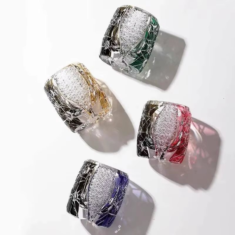 Japon Kagami planète Edo Kiriko verre à vin Starlight verres à whisky bloc de couleur sculpture à la main Art artisanat
