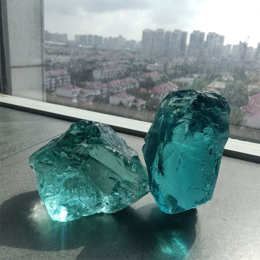 Glaçure colorée en cristal bleu de mer clair naturel