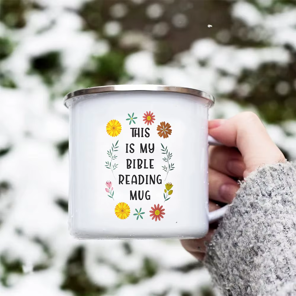 Tasses à café et à thé en émail créatif chrétien pour femmes
