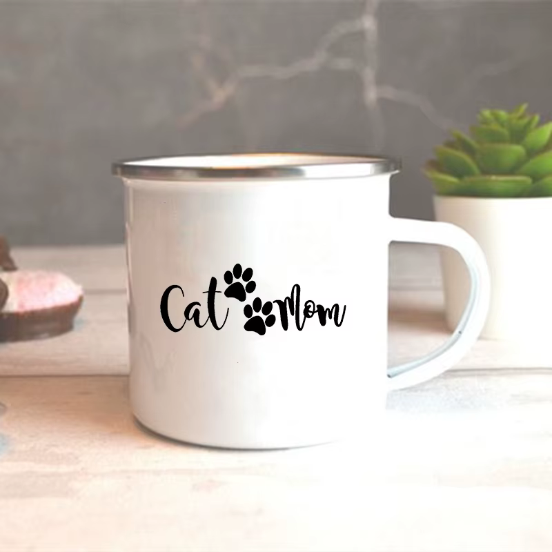 Tasse en émail imprimée I Love My Cat