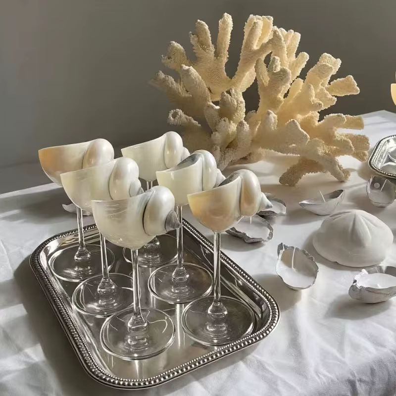 Flûte à champagne rétro 2026 en forme de coquille dorée, verre à cocktail artistique unique en métal fait main, pour bar à domicile et fêtes