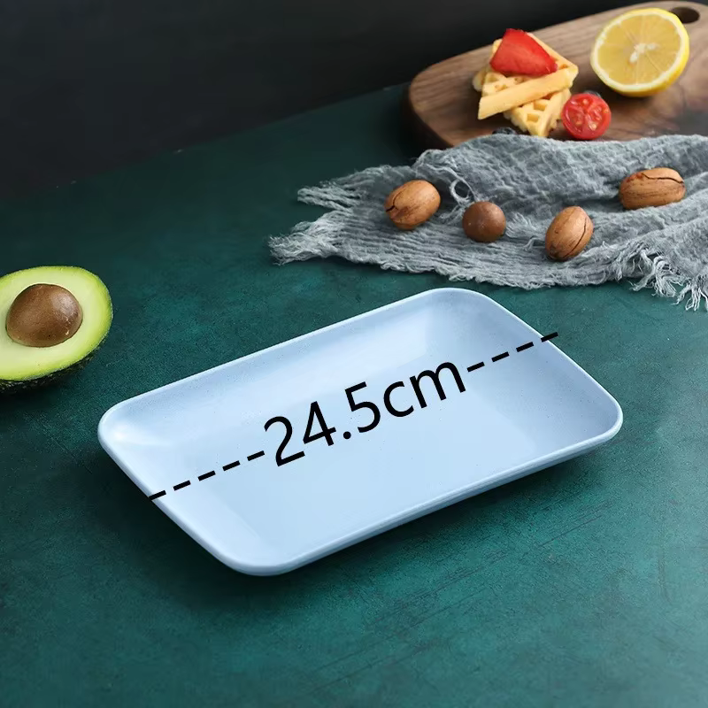 Assiette rectangulaire créative en paille de blé