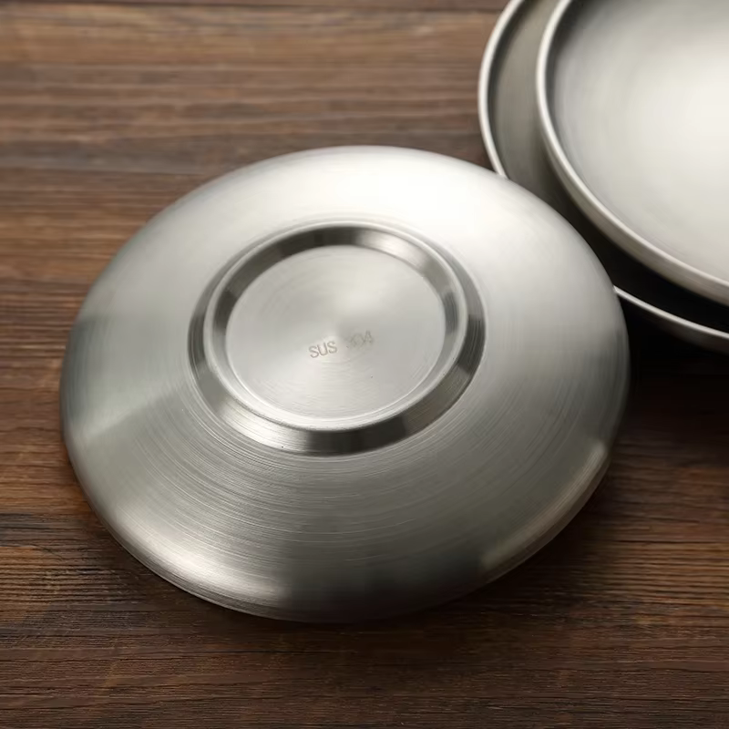 Assiette ronde en acier inoxydable 304