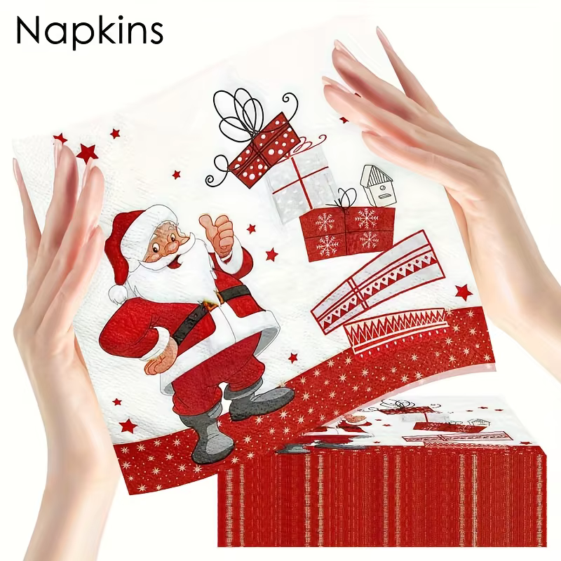 Serviettes de table de Noël 20/40/60 pièces - Père Noël