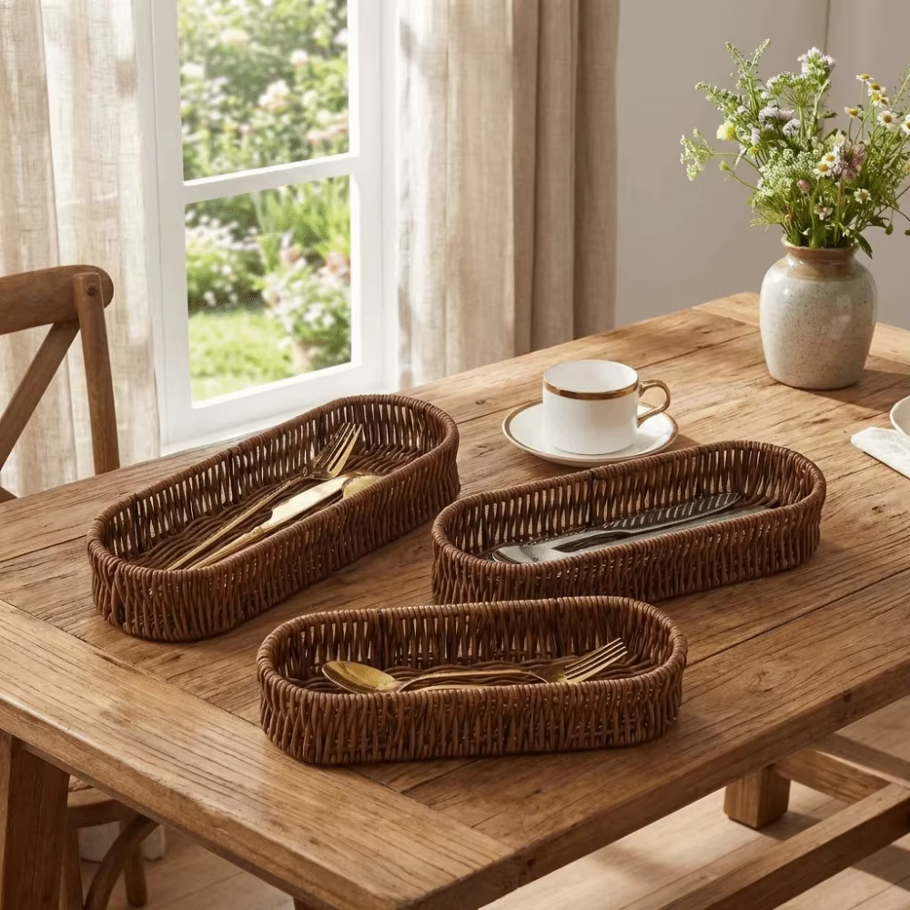 Panier de rangement ovale pour vaisselle