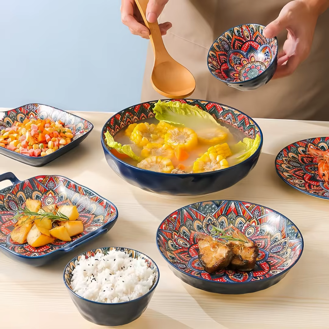 Plats et couverts en céramique bohème