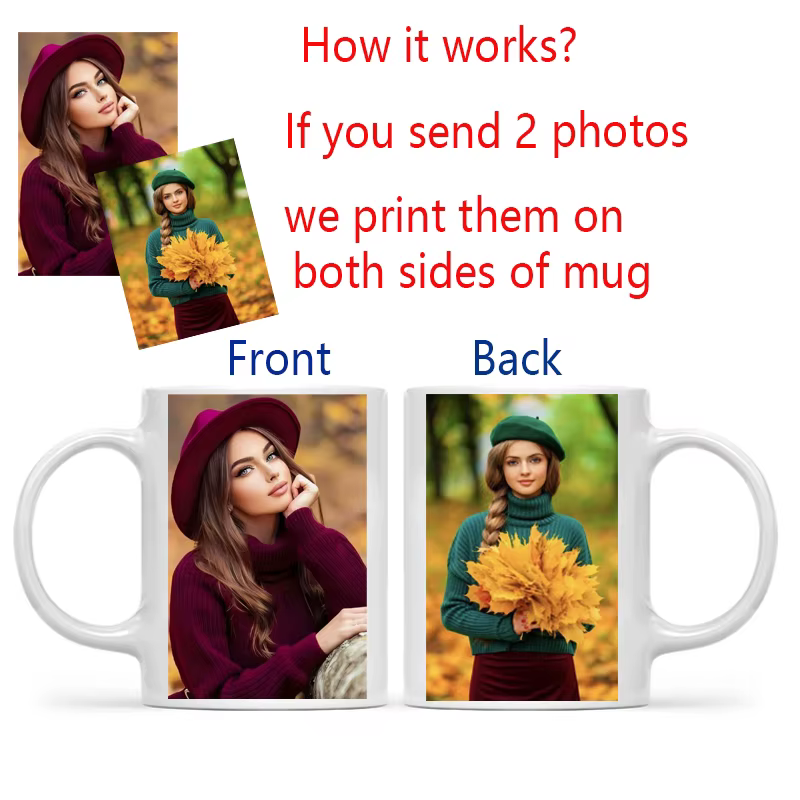 Tasse à café noire avec Photo personnalisée