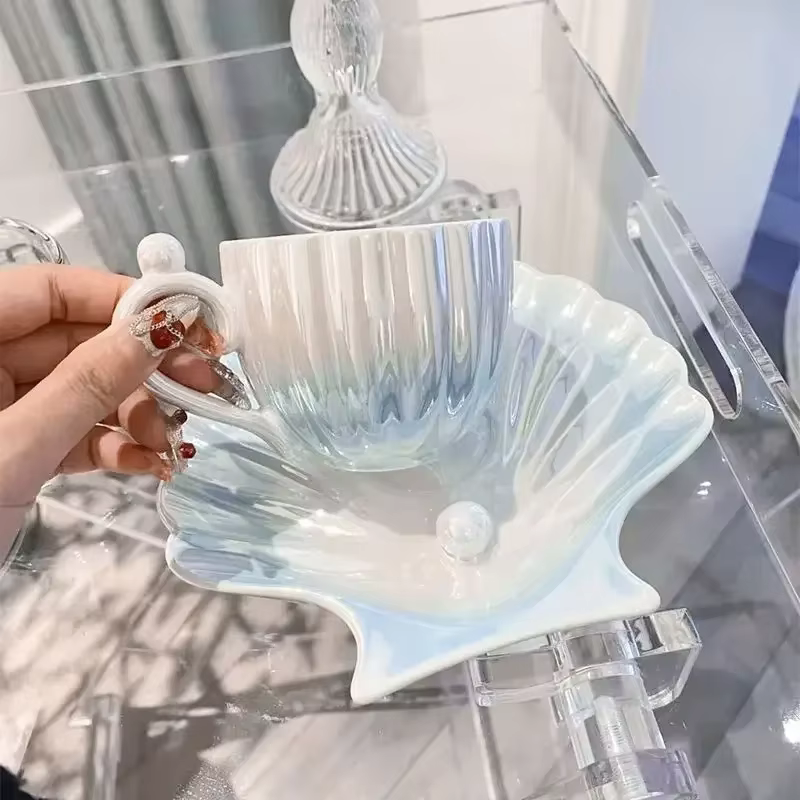 Tasse à Café Créative en Coquille de Perle