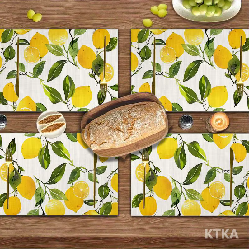 4 pièces, sets de table imprimés citron vif