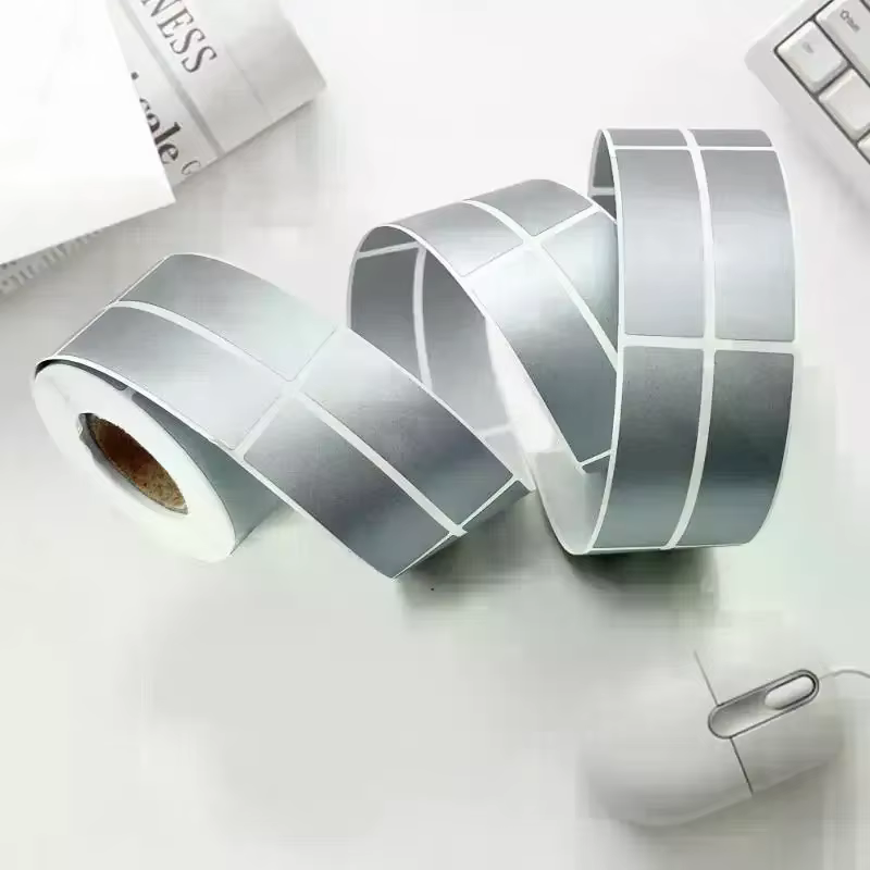 Autocollants à gratter pour cartes de récompense, pelliculés, gris, argent, or, étiquettes à gratter, bons de réduction DIY, film à gratter pour cartes à rayures