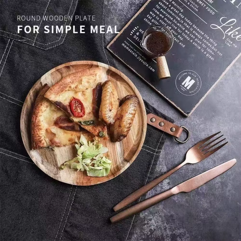 Assiette en bois d'acacia