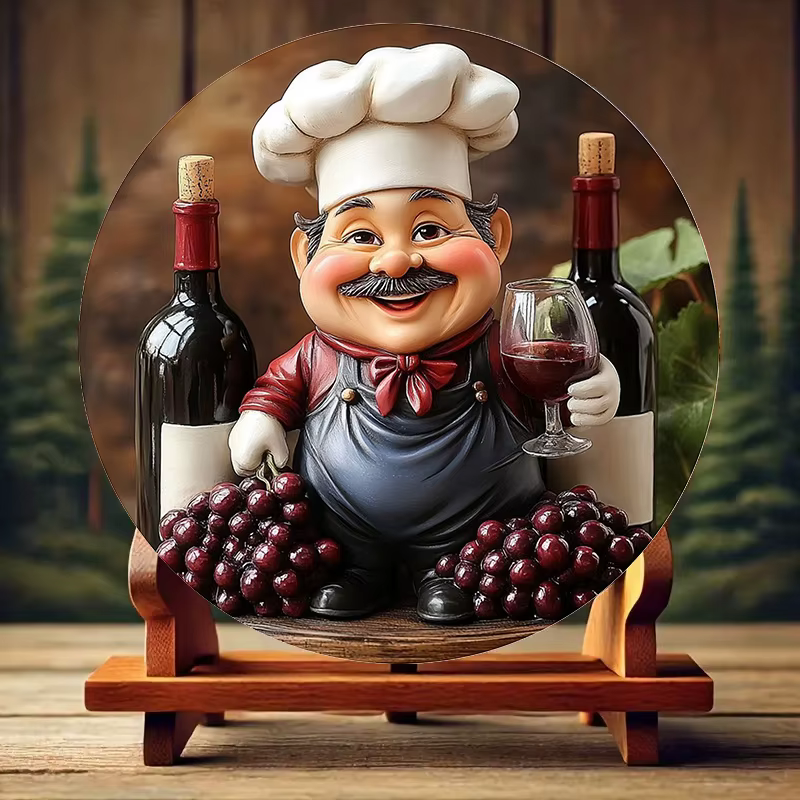 Assiette ronde en bois 2D de 8 pouces