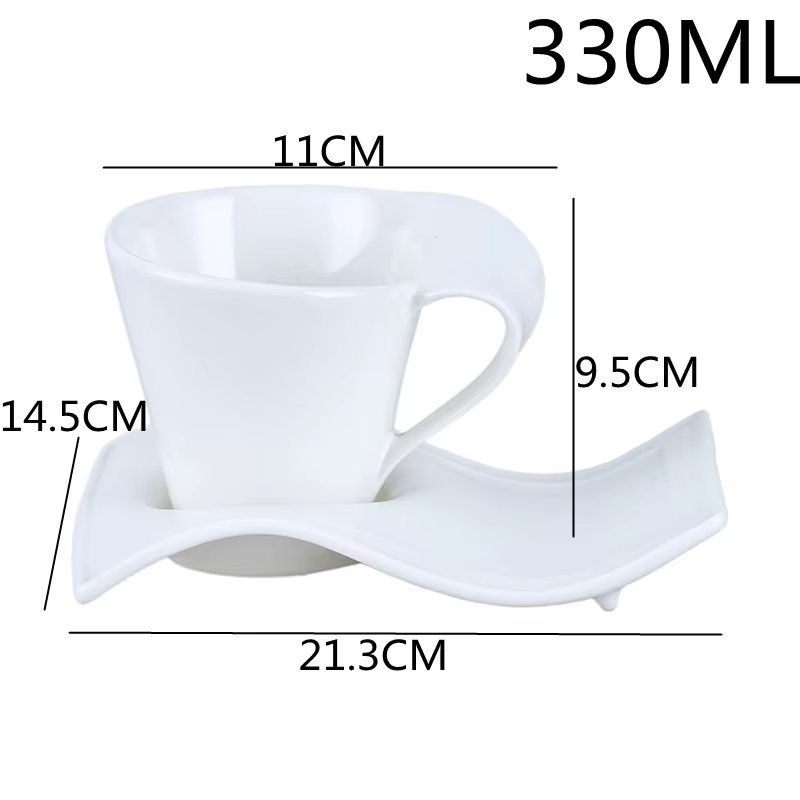 Ensemble de tasses à café et soucoupes en porcelaine ondulée européenne