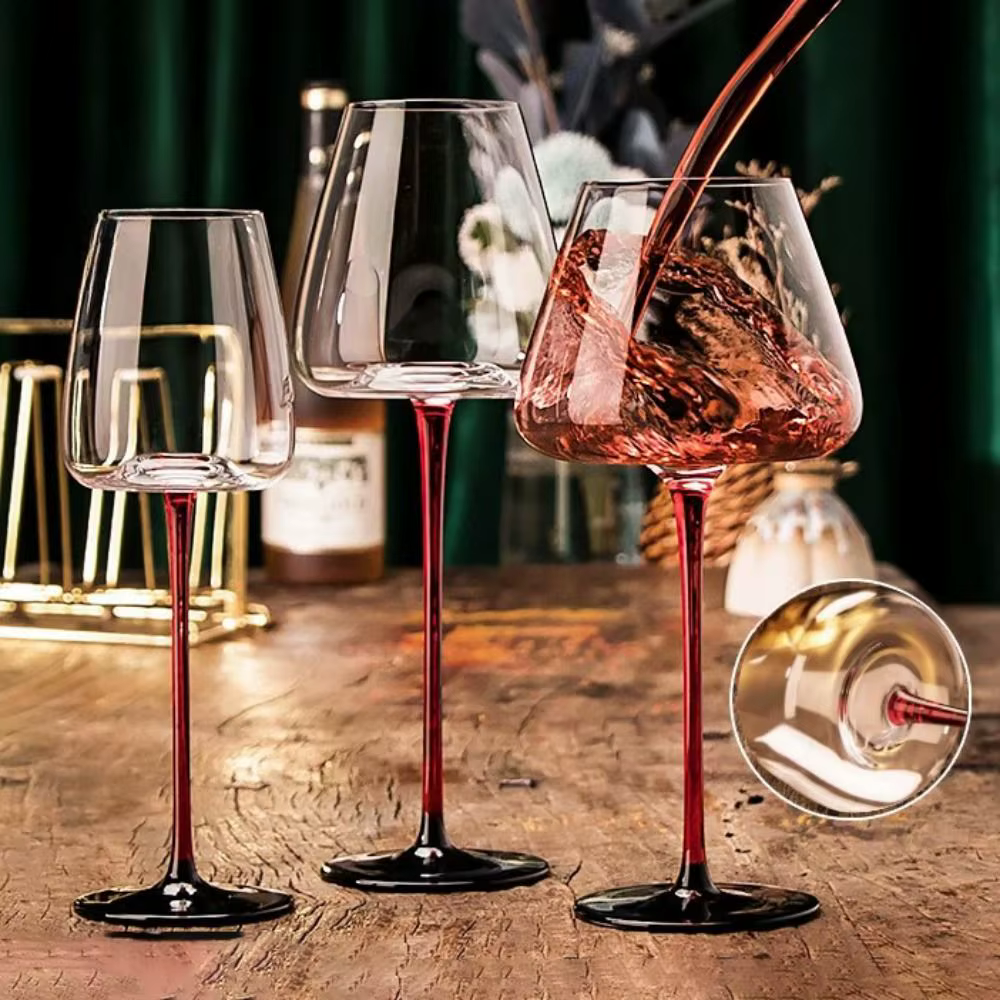 Verres à vin rouge en cristal soufflé à la main