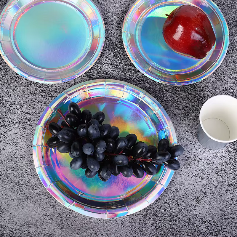 Ensemble de vaisselle jetable épaisse couleur Laser