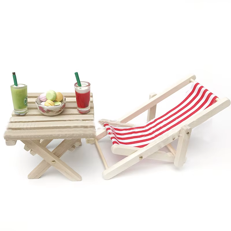 Chaise longue de salon de plage de simulation de maison de courses, jouets modèles, décoration de maison de poupées, mini meubles, accessoires, 1:12