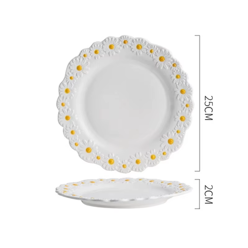 Petite assiette en céramique gaufrée marguerite