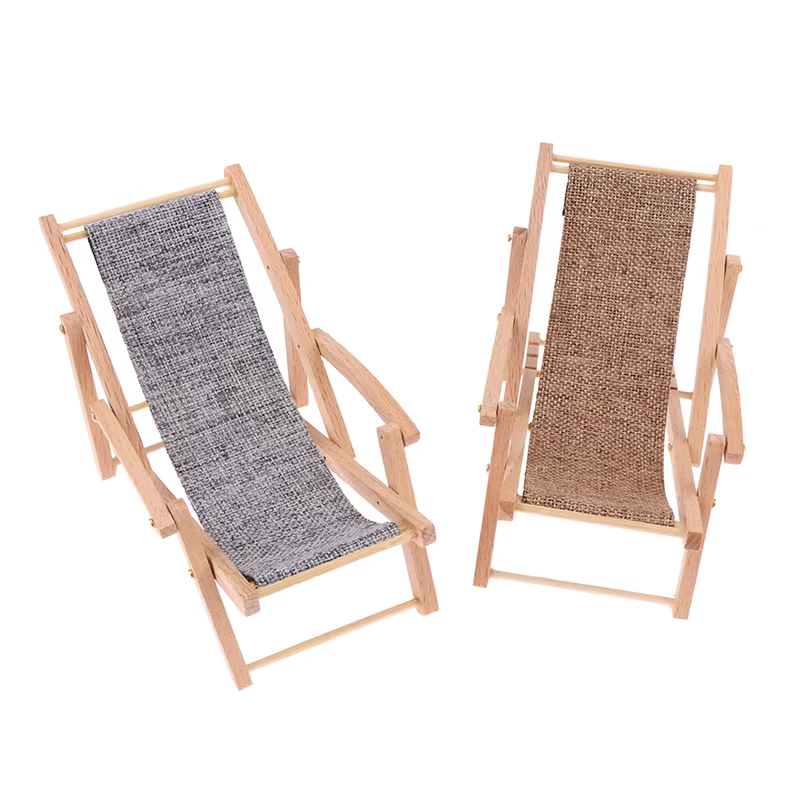 Chaise de plage Miniature pour maison de poupée 1:12, modèle de chaise longue, accessoires de meubles pour décoration de maison de poupée, jouets de jeu pour enfants