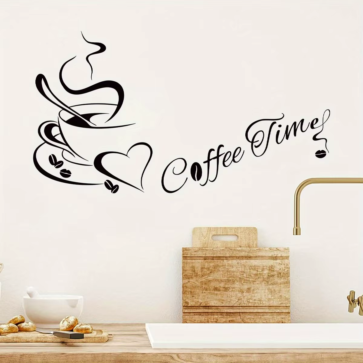 Autocollants muraux artistiques en forme de cœur de café