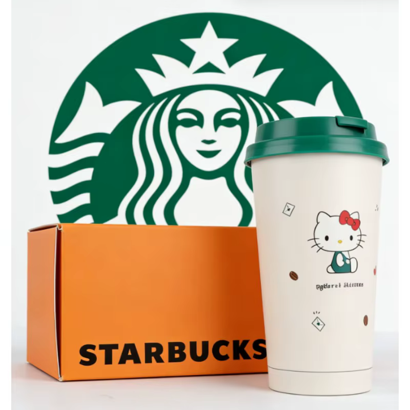 Nouvelle tasse Starbucks Hello Kitty en acier inoxydable de 473 ml avec paille