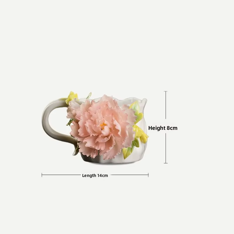 Tasse à café ou à thé en céramique de style chinois avec motif de pivoine