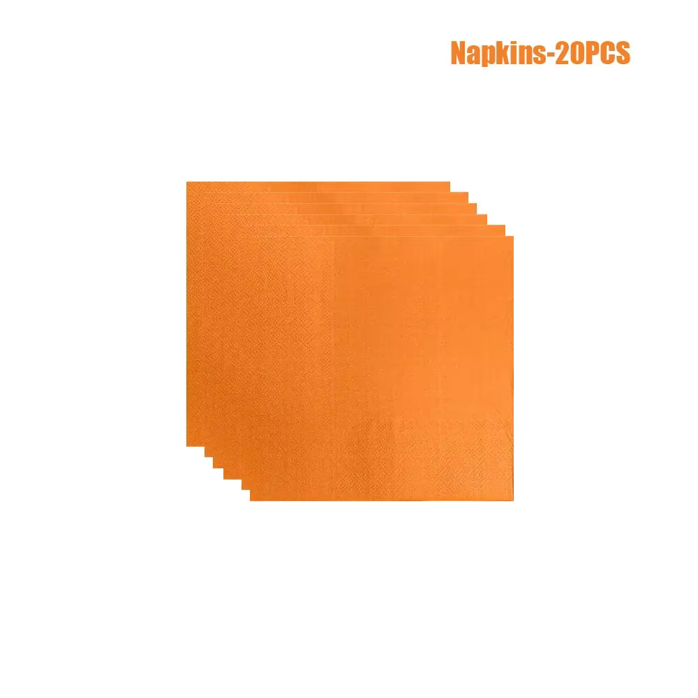 Vaisselle Jetable Orange Uni Assiettes En Papier Tasses Serviettes Nappe Décoration De Fête D'anniversaire Halloween Automne Thanksgiving Mariage Baby Shower Fournitures De Table Élégantes