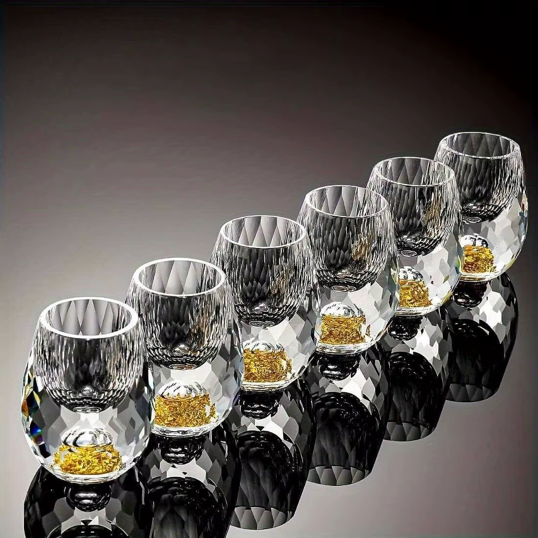 Verre à Shot de montagne doré en cristal luxueux