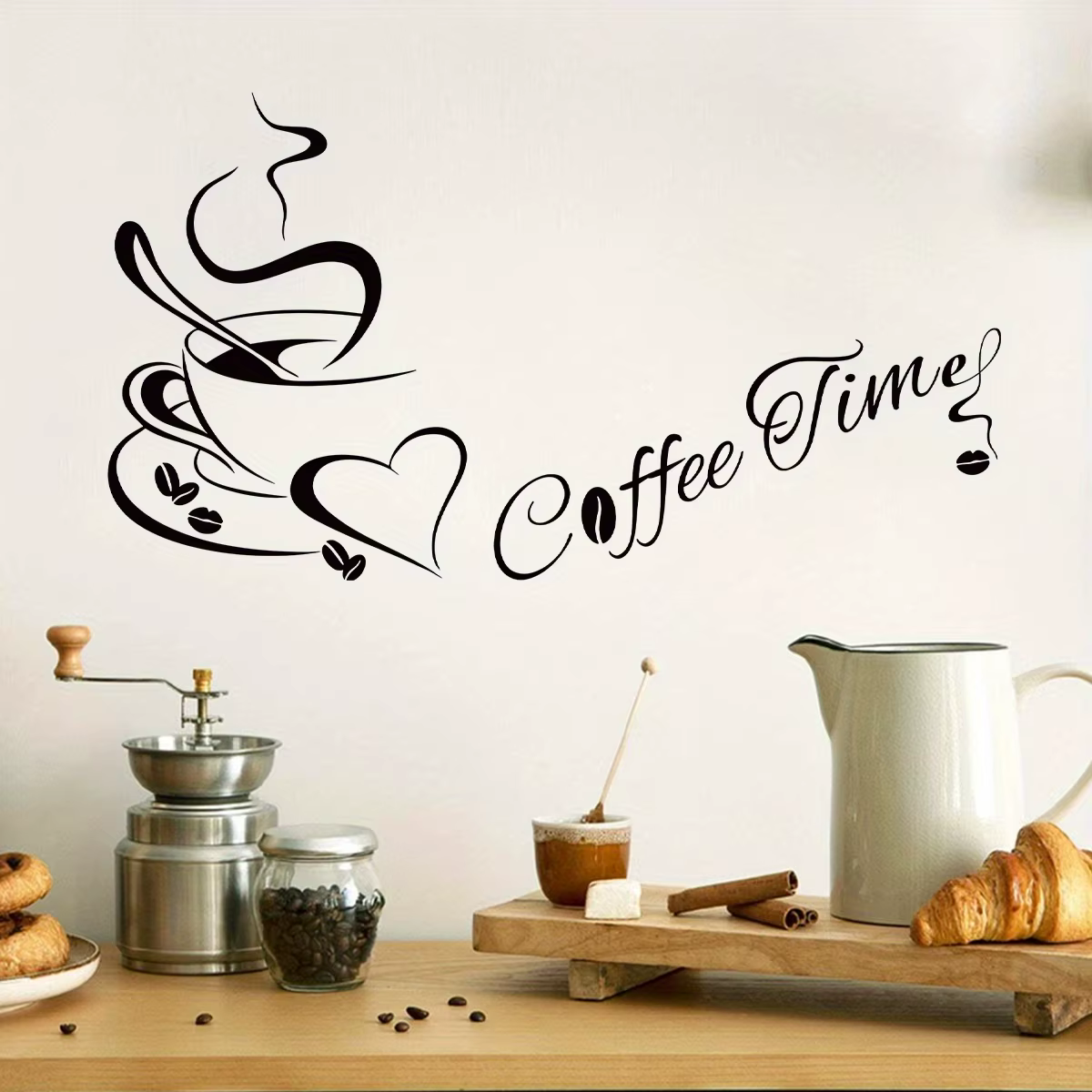 Autocollants muraux artistiques en forme de cœur de café