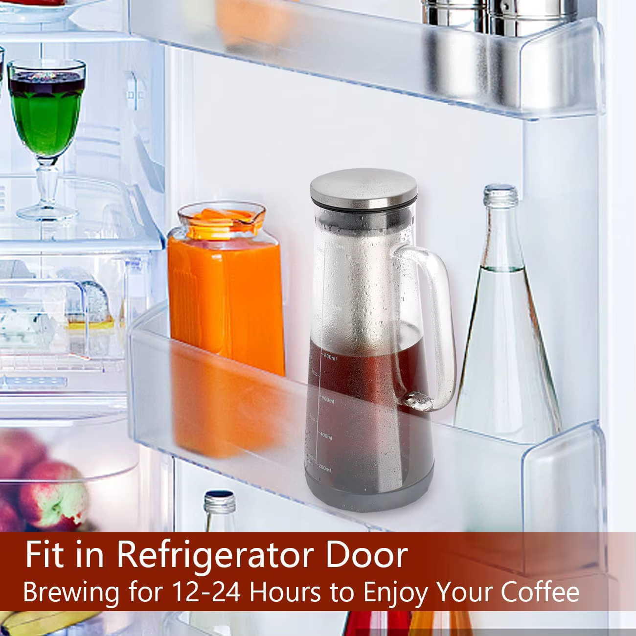Leeseph Cafetière glacée hermétique à froid et infuseur à thé - Carafe en verre 1