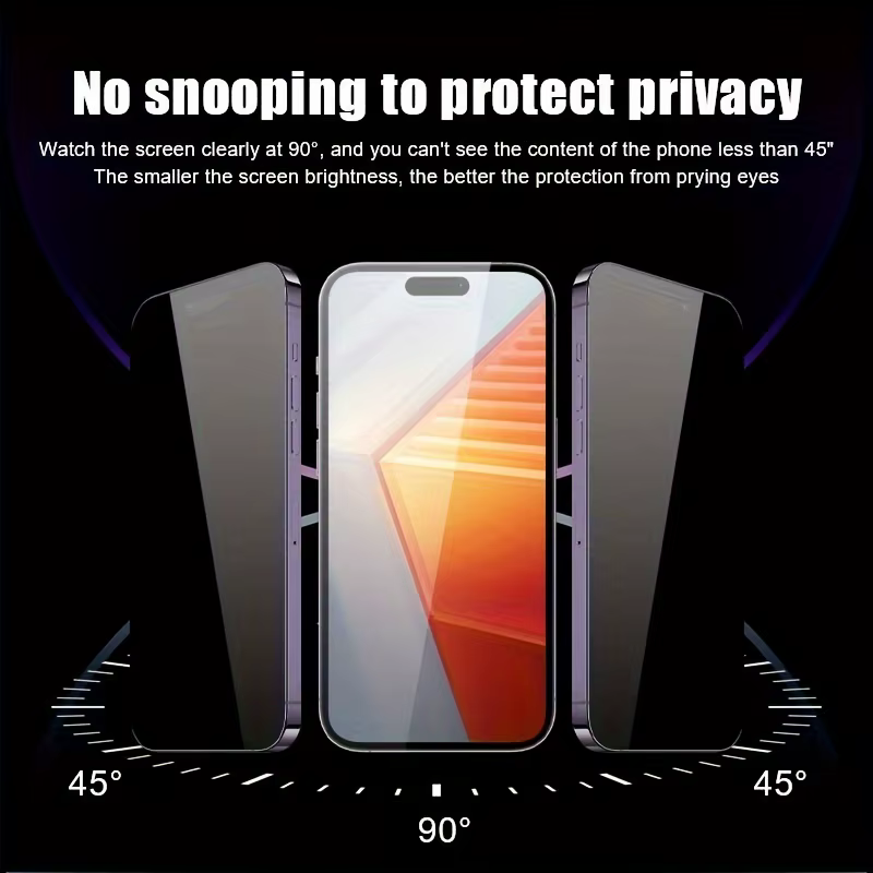 Verre trempé Anti-espion pour iPhone 13 12 Mini 11 14 15 Plus 16 Pro Max 17 Air 16e protecteur d'écran de confidentialité iPhone XR X XS Max 7 8 Film