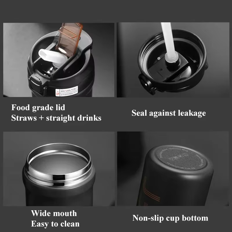 Tasse à café thermique avec paille