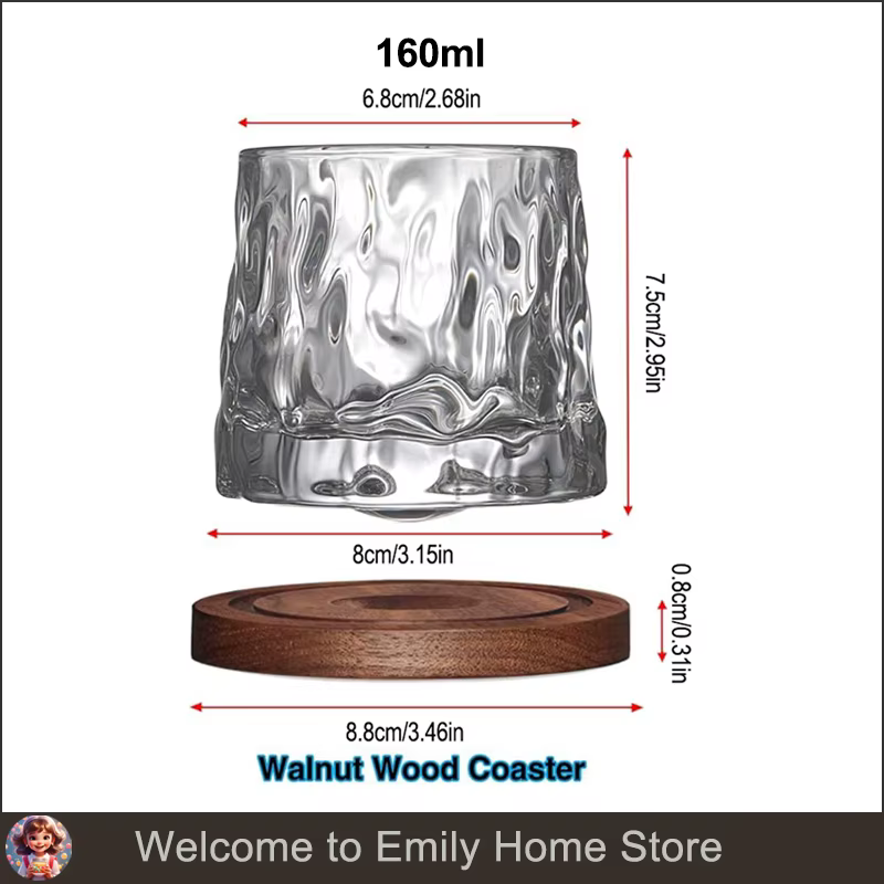 Verre à whisky rotatif avec Base en bois