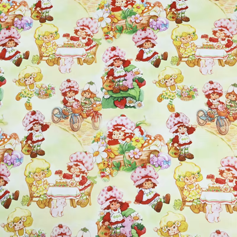 Tissu 100% coton imprimé fraise fille dessin animé, tissu Patchwork cousu, vêtements de bricolage, robe, Textile de maison, matériel matelassé