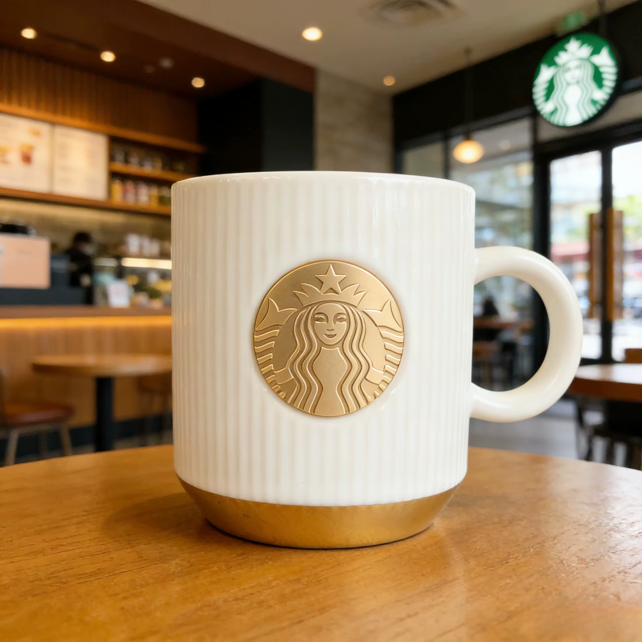 Mug en céramique blanc vintage Starbucks Gold Siren