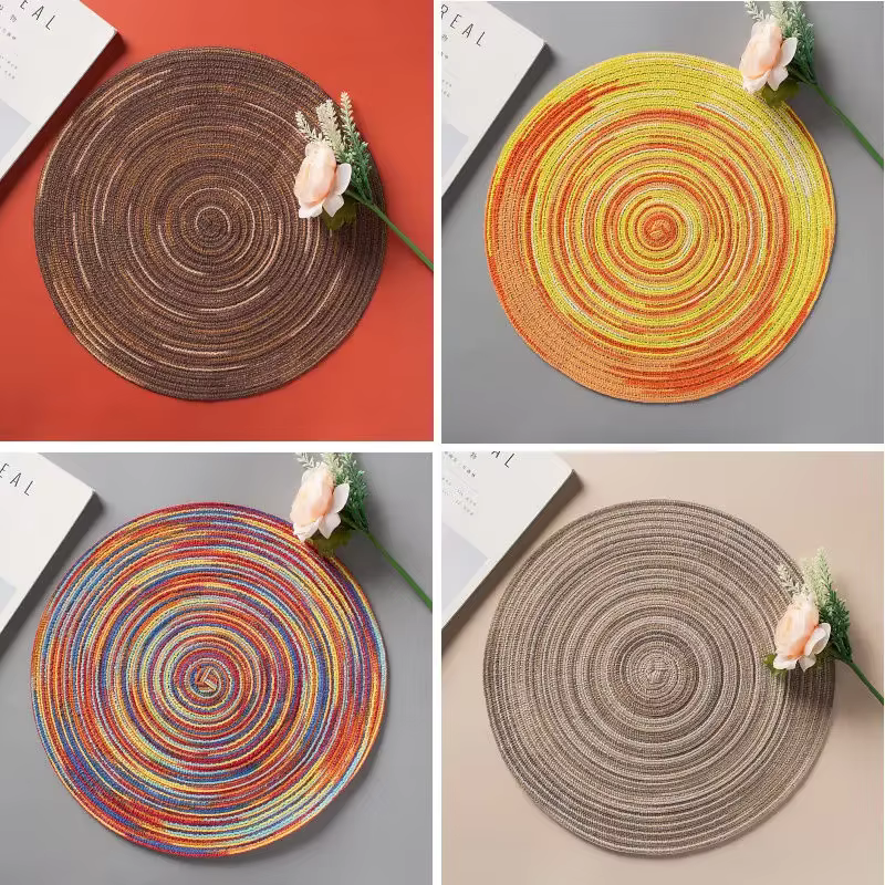 Napperon de Table Rond en Vinyle Tissé Individuel