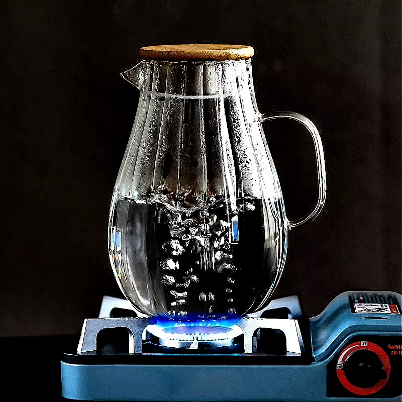 Bouilloire Verticale à Rayures de Grande Capacité en Borosilicate