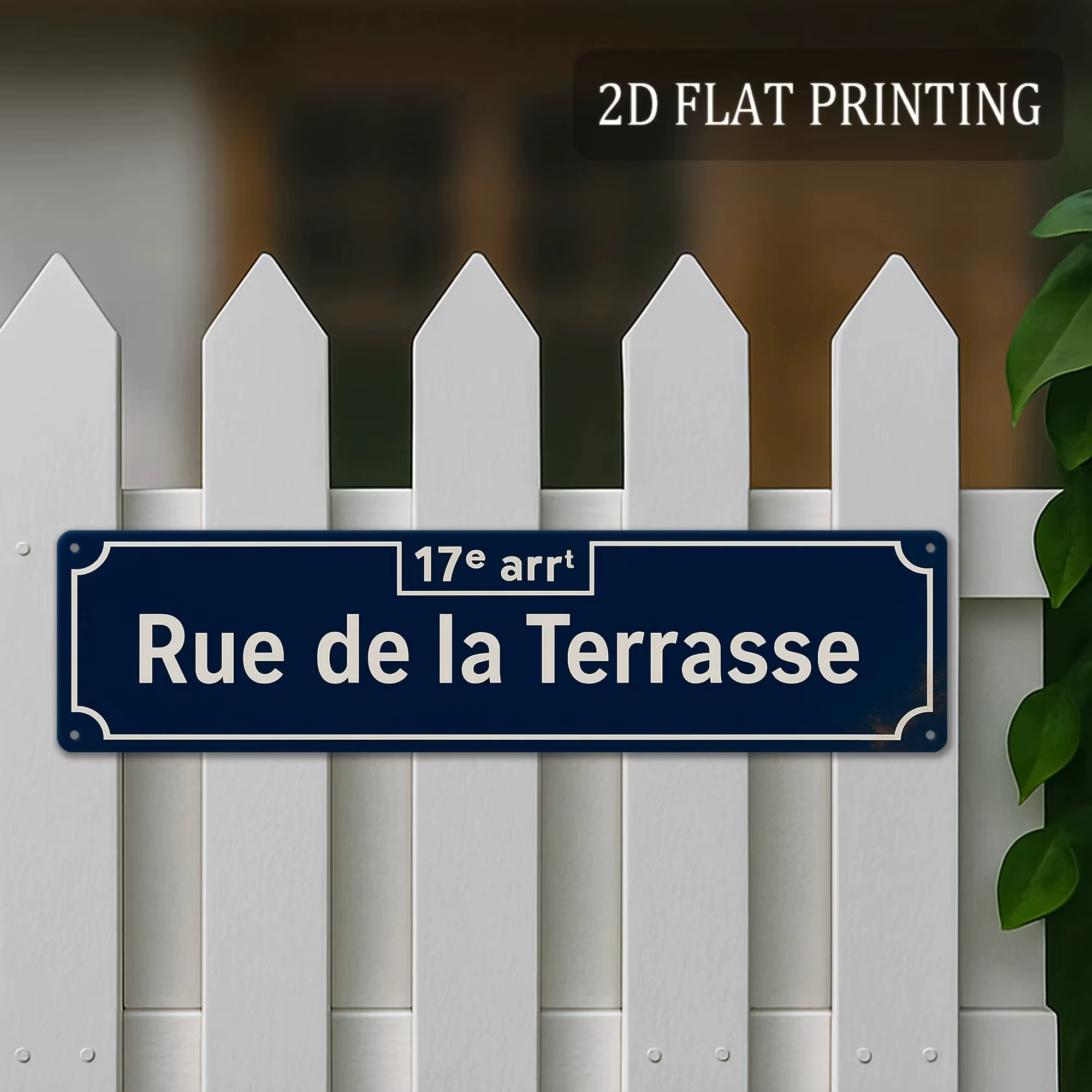 Plaque Métallique 2D Plate « Rue De La Terrasse » Style Français