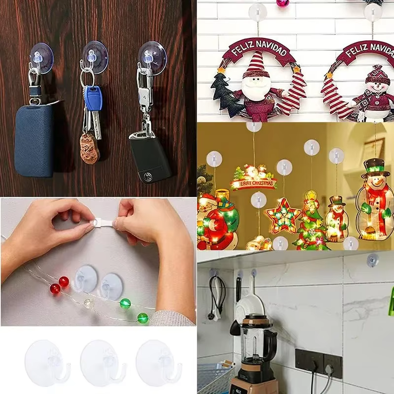 10/5 pièces crochets à ventouse forte support à ventouse avec crochets en plastique pour fenêtre en verre crochet mural cintre maison cuisine salle de bain