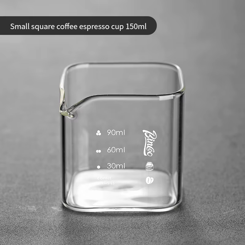 Bincoo Tasse à onces en verre expresso 150 ml avec échelle, tasse à mesurer le café et crémier au lait