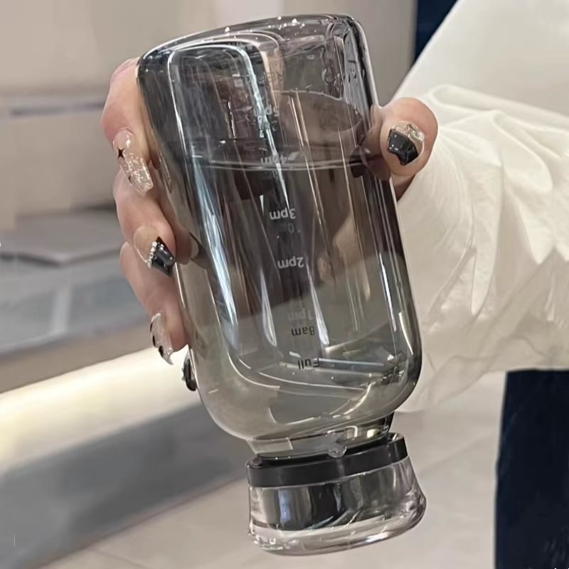 Grande bouteille d'eau en verre avec paille de 300/500/750ml