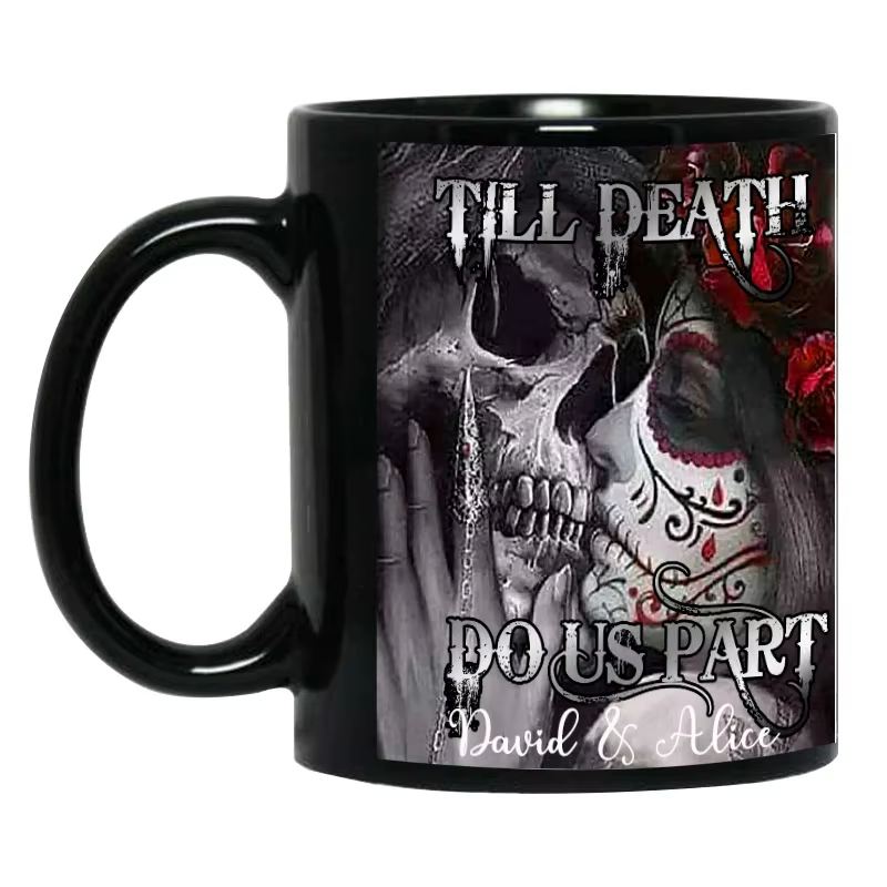 Tasse à café noire avec Photo personnalisée