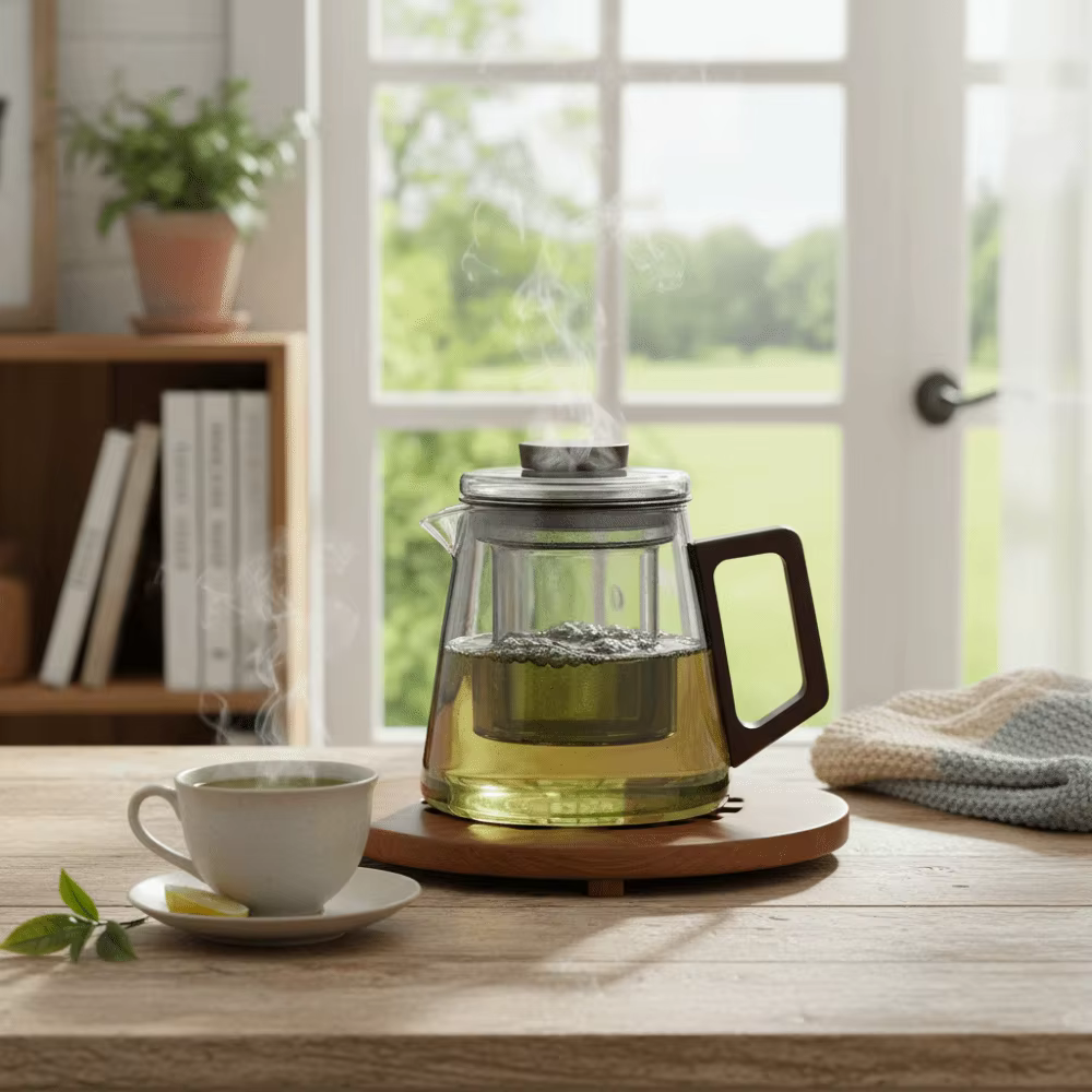 Théière en verre épais